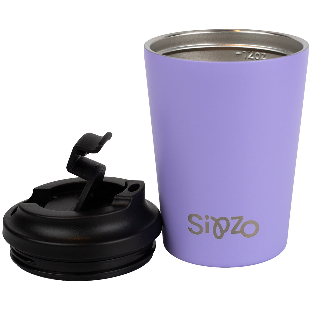 Sipzo Insulated Stainless Steel Coffee Mug with Flip Lid – Lavender