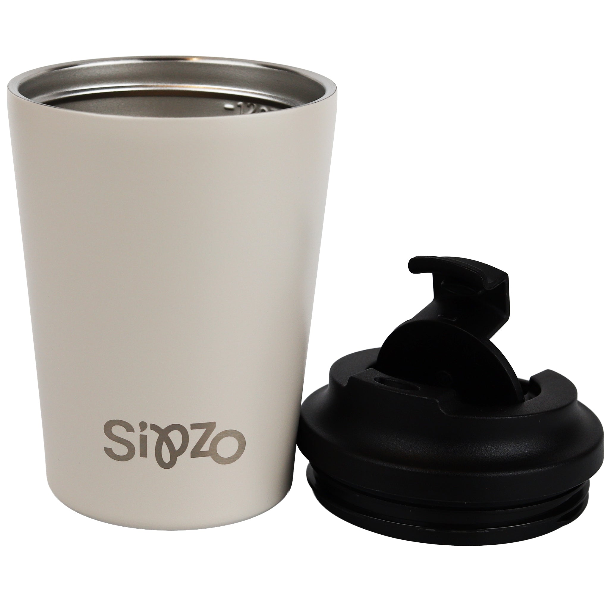 Sipzo Insulated Stainless Steel Coffee Mug with Flip Lid – Beige