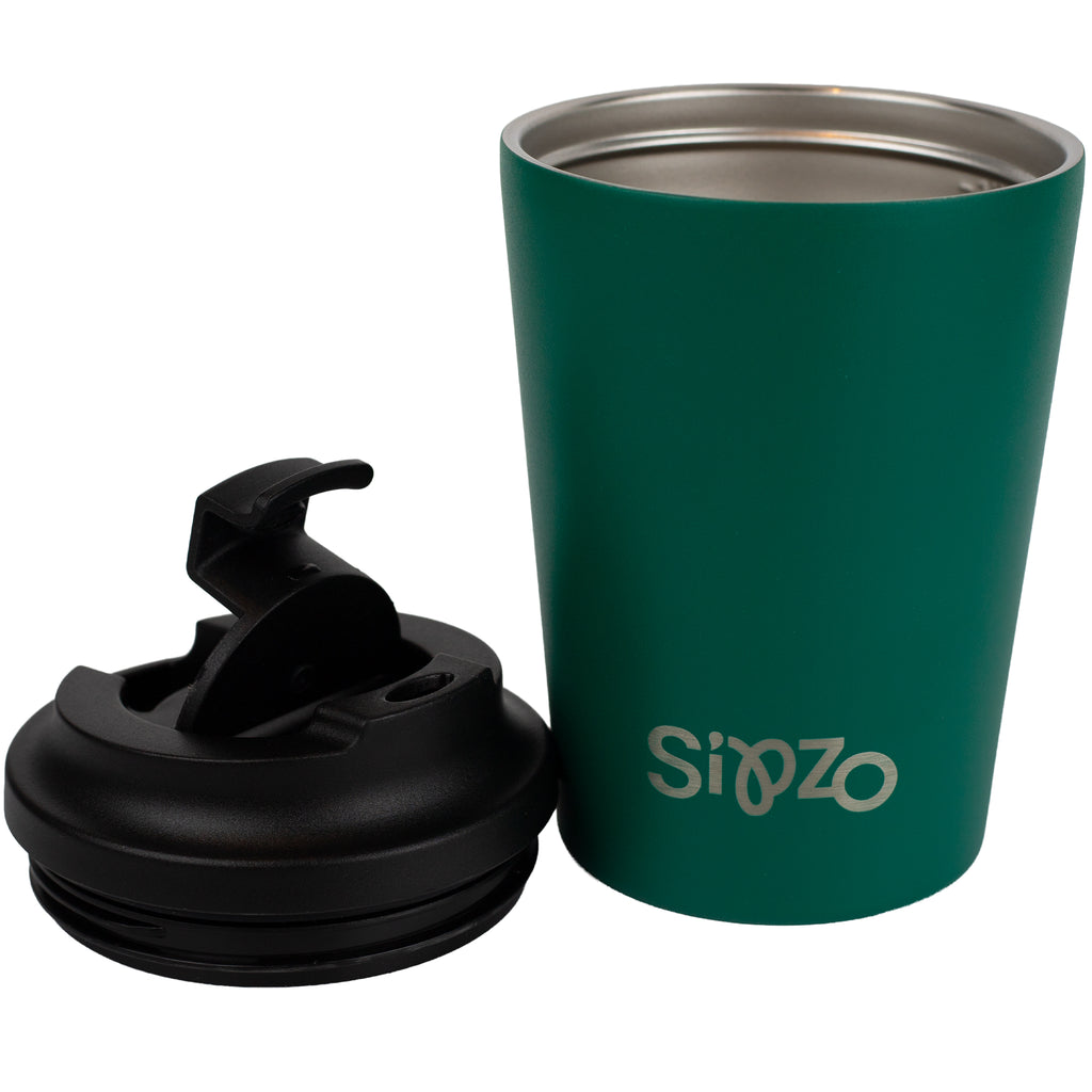 Sipzo Insulated Stainless Steel Coffee Mug with Flip Lid – Green
