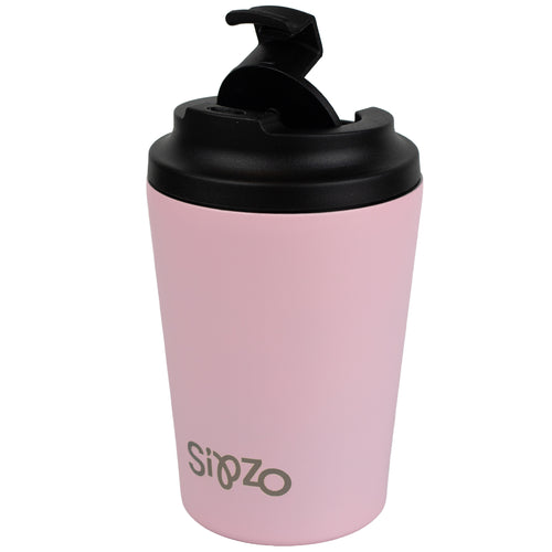 Sipzo Insulated Stainless Steel Coffee Mug with Flip Lid - Pink