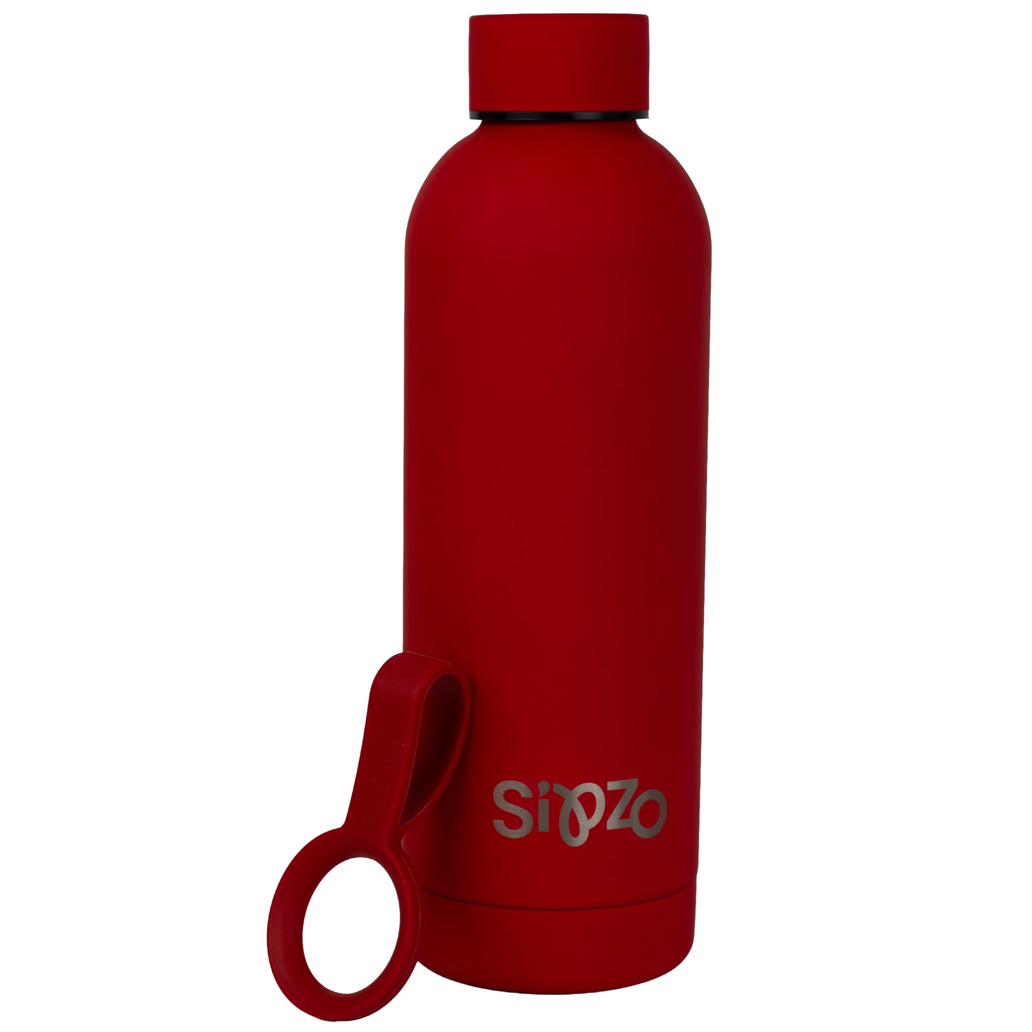 Sipzo Stainless Steel Water Bottle with Carry Loop – Red