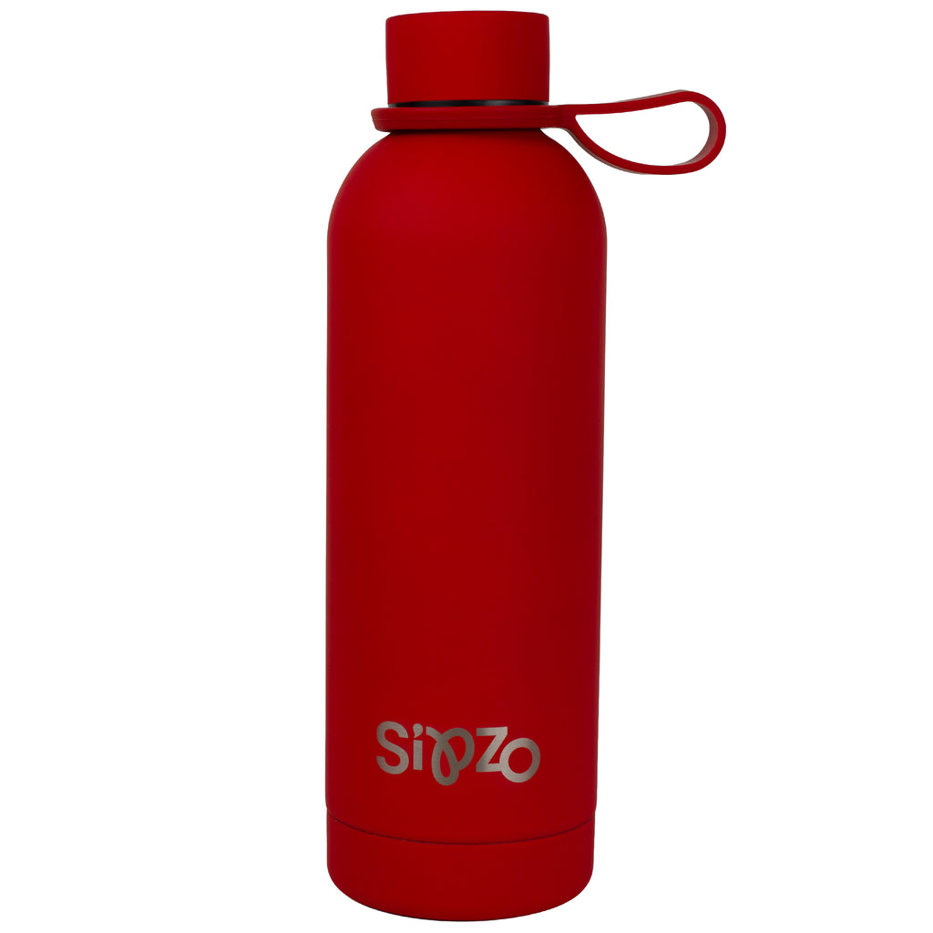 Sipzo Stainless Steel Water Bottle with Carry Loop – Red