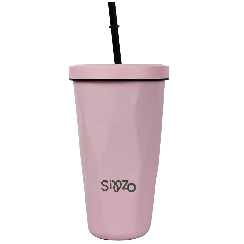 Sipzo Reusable Tumbler with Lid & Straw – Light Pink