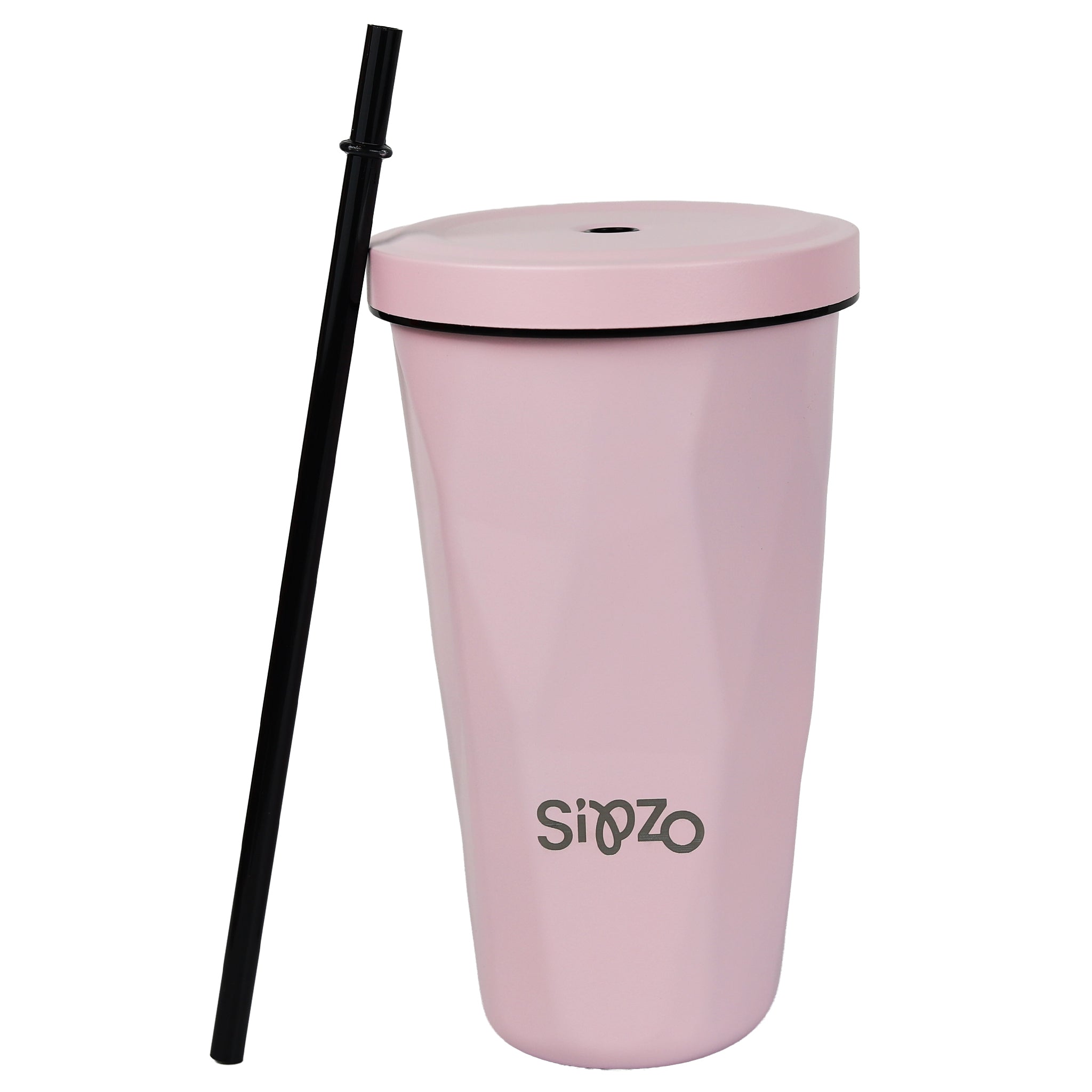Sipzo Reusable Tumbler with Lid & Straw – Light Pink
