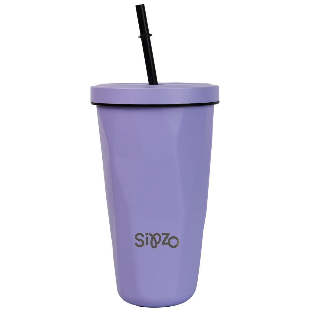 Sipzo Reusable Tumbler with Lid & Straw – Light Purple