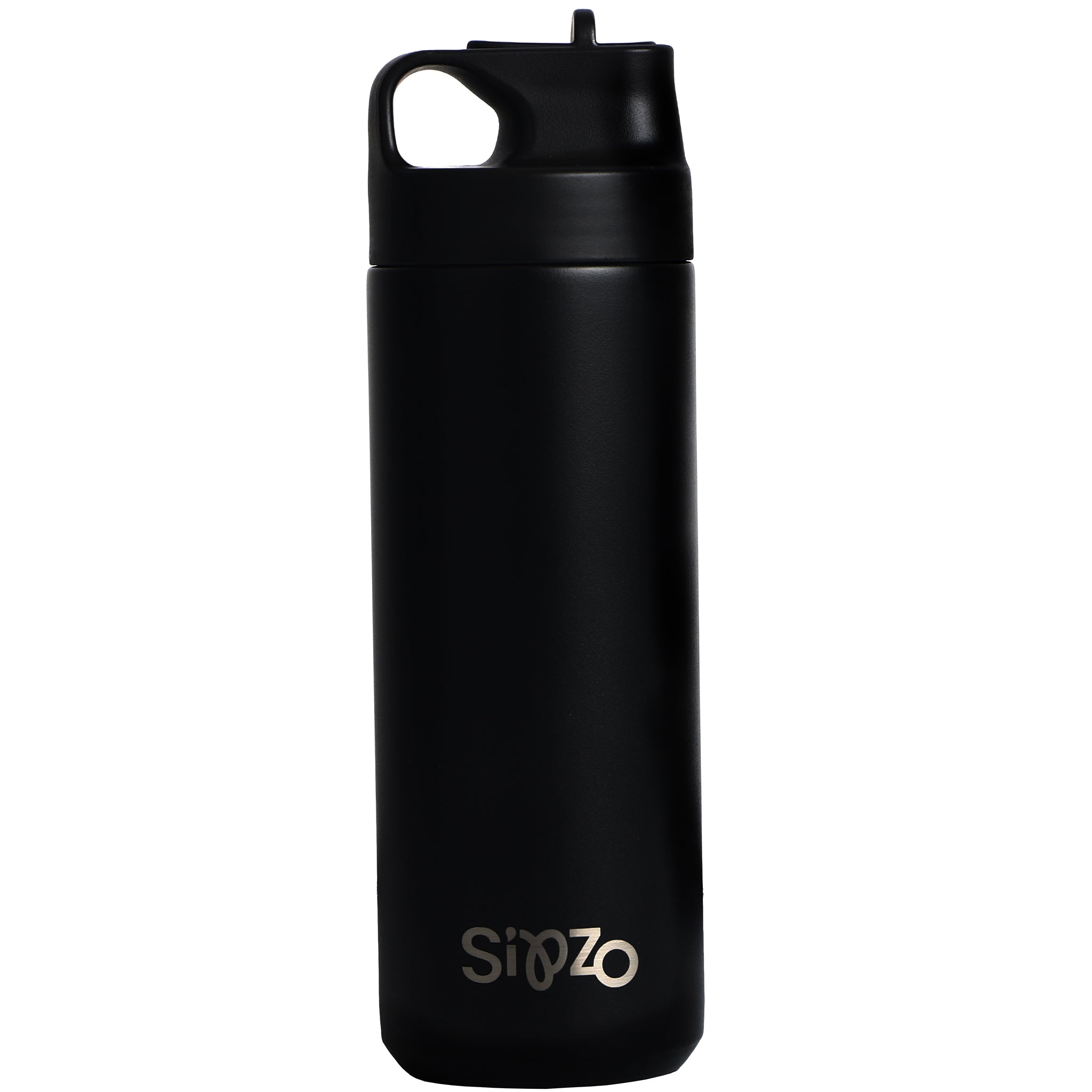 Sipzo Insulated Stainless Steel Water Bottle with Straw Lid – Black