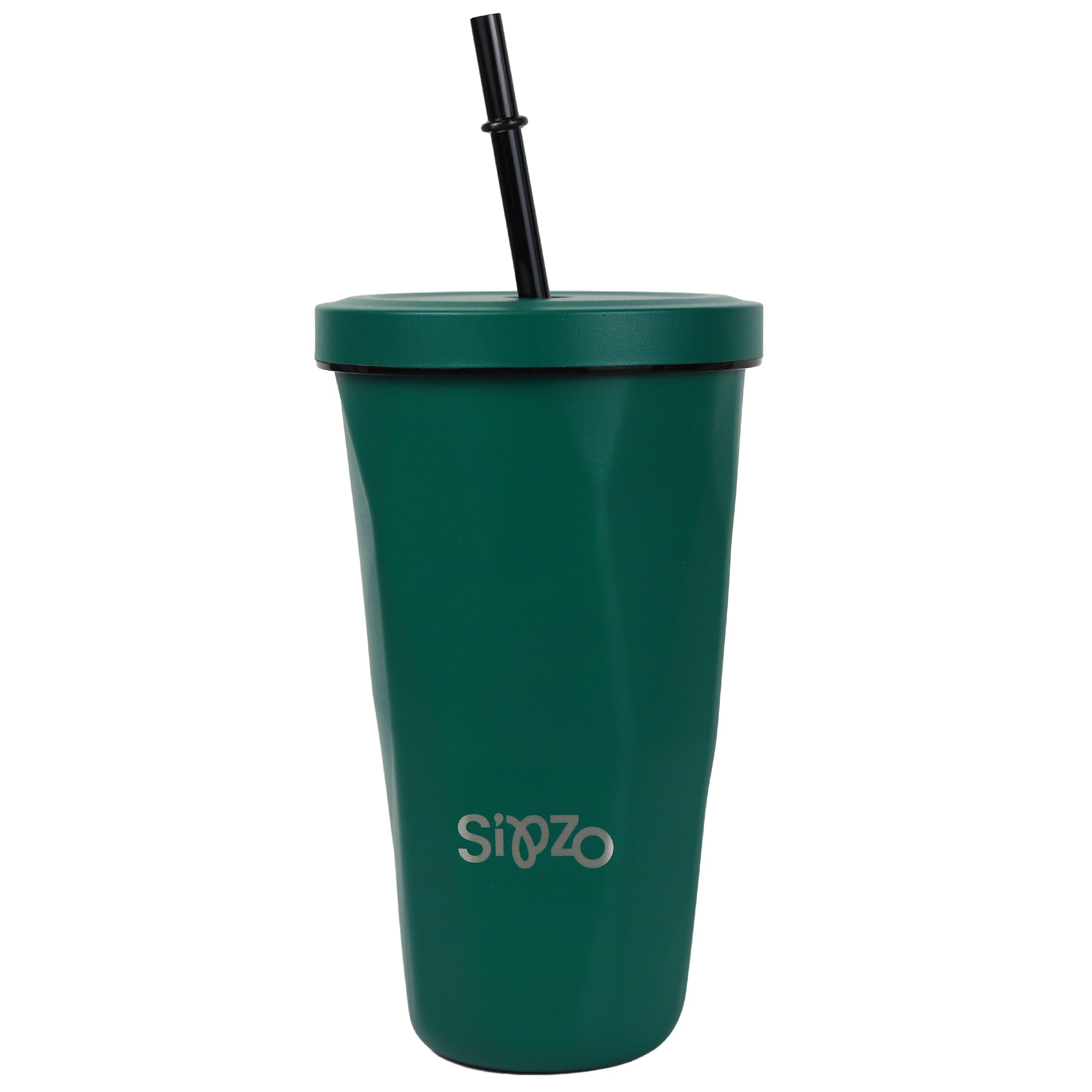 Sipzo Insulated Tumbler with Straw – Dark Green | Reusable Travel Cup