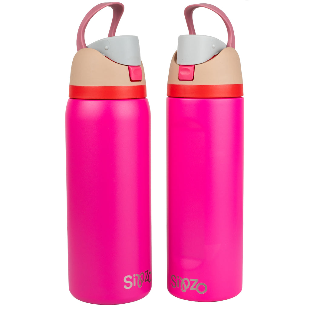 Sipzo Insulated School & Sports Water Bottle with Carry Handle – Pink