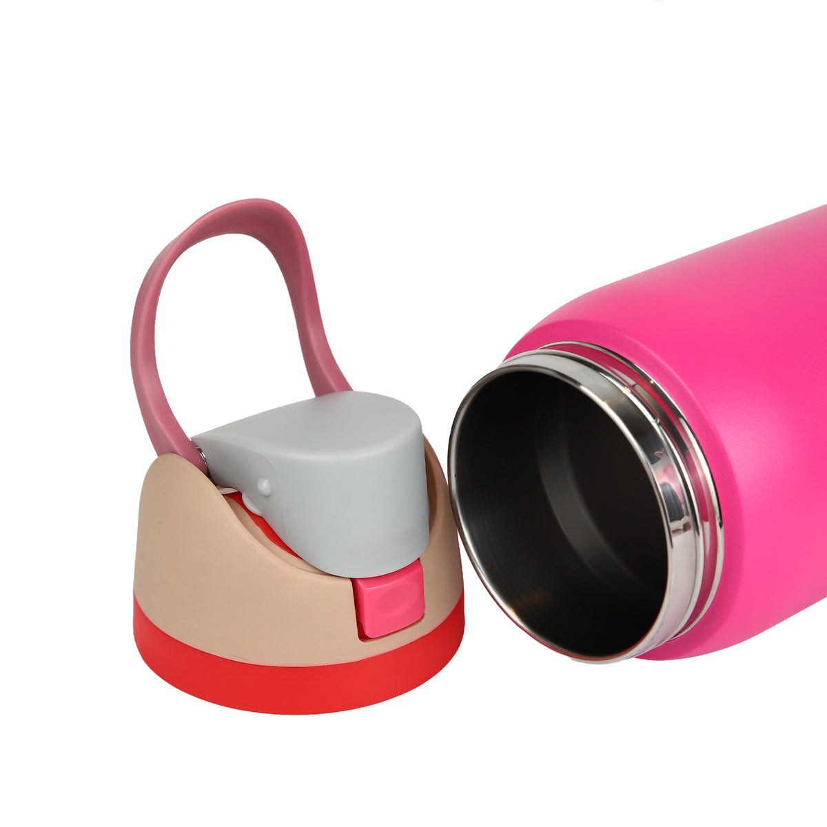 Sipzo Insulated School & Sports Water Bottle with Carry Handle – Pink
