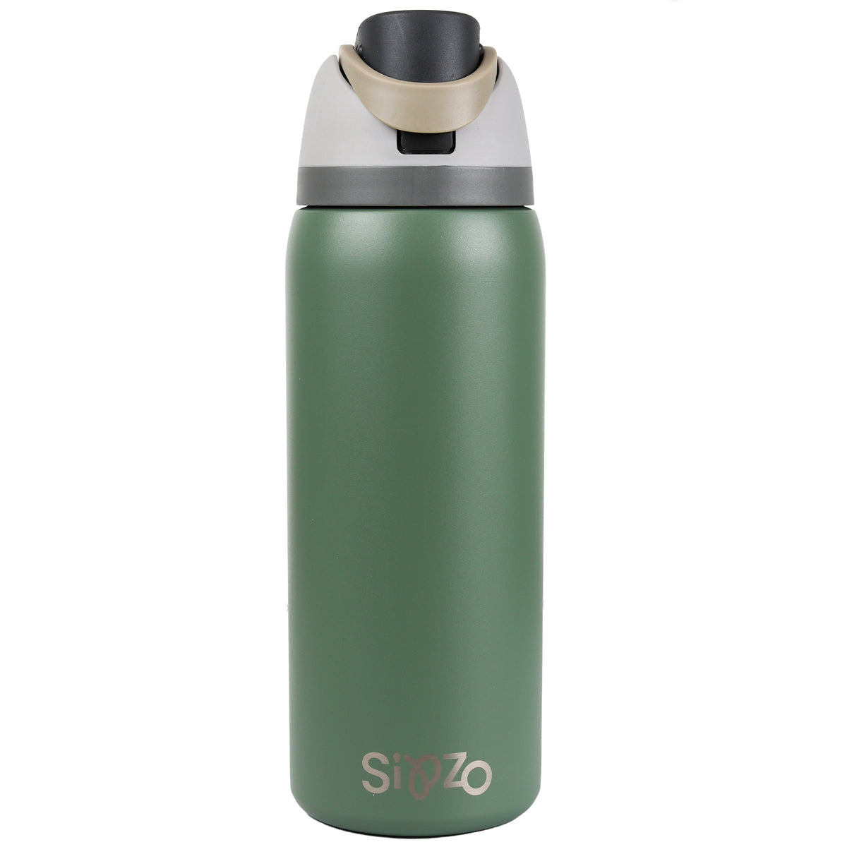Sipzo School Insulated Water Bottle with Flip-Top Lid & Carry Handle – Green
