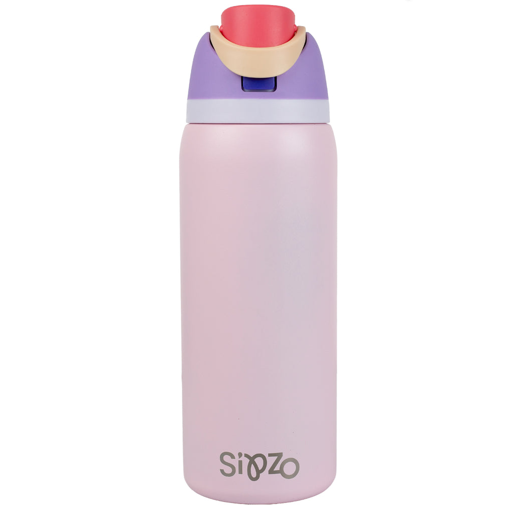 Sipzo School Insulated Water Bottle with Flip-Top Lid & Carry Handle – Pink