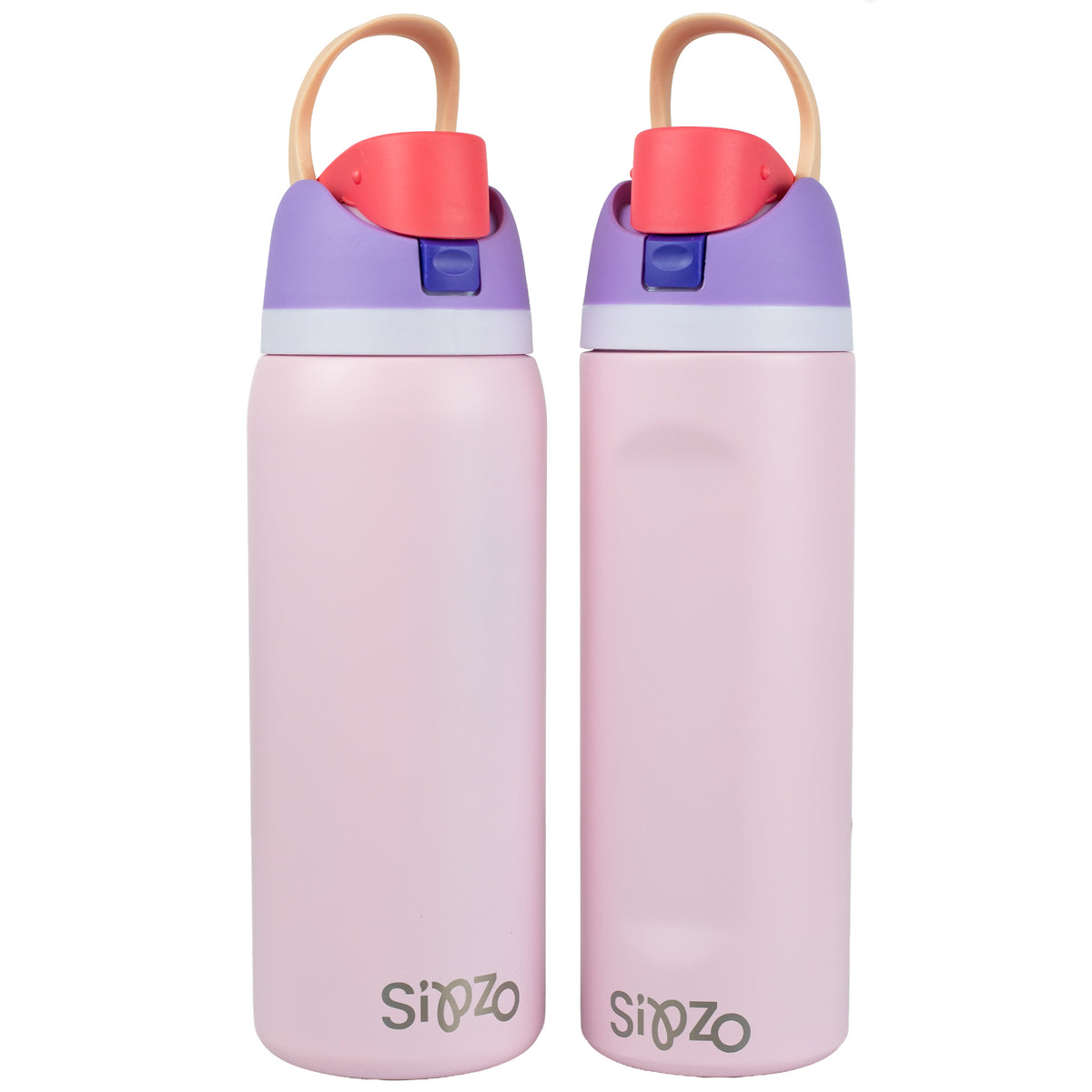 Sipzo School Insulated Water Bottle with Flip-Top Lid & Carry Handle – Pink