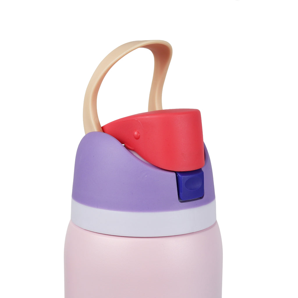 Sipzo School Insulated Water Bottle with Flip-Top Lid & Carry Handle – Pink