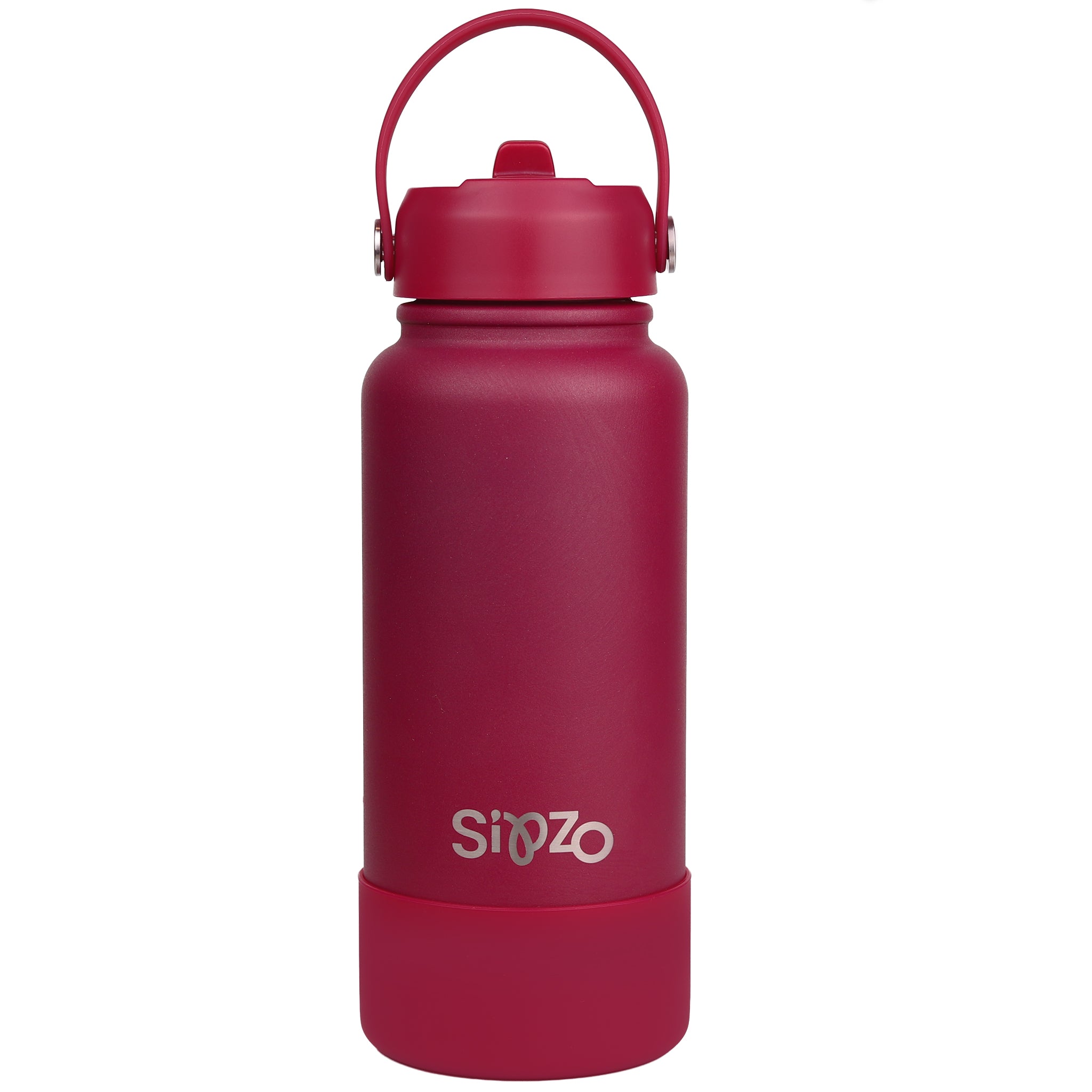 Sipzo Insulated Sport Water Bottle with Flip Straw - Berry Pink