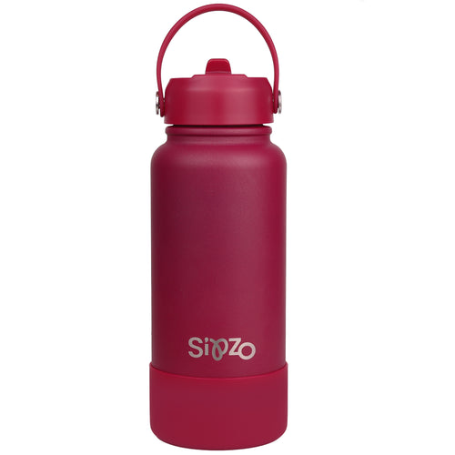 Sipzo Insulated Sport Water Bottle with Flip Straw - Berry Pink