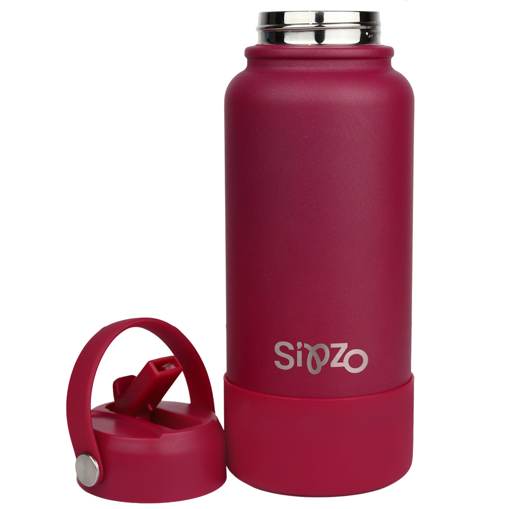 Sipzo Insulated Sport Water Bottle with Flip Straw - Berry Pink