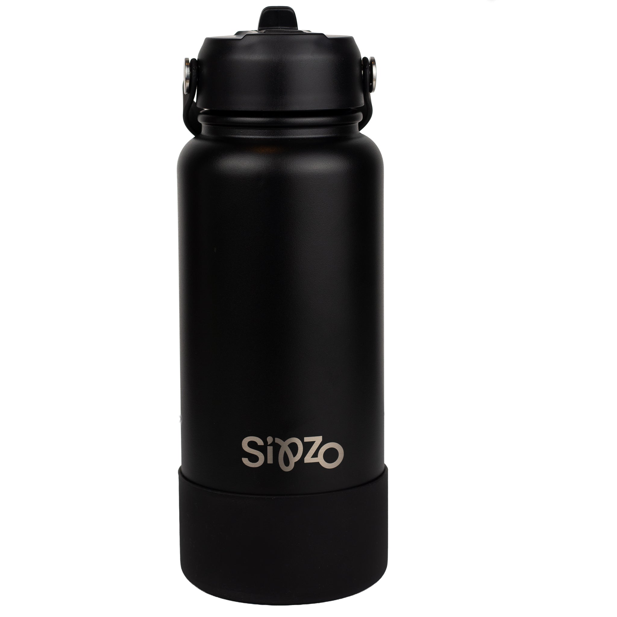 Sipzo Insulated Sport Water Bottle with Flip Straw - Matte Black