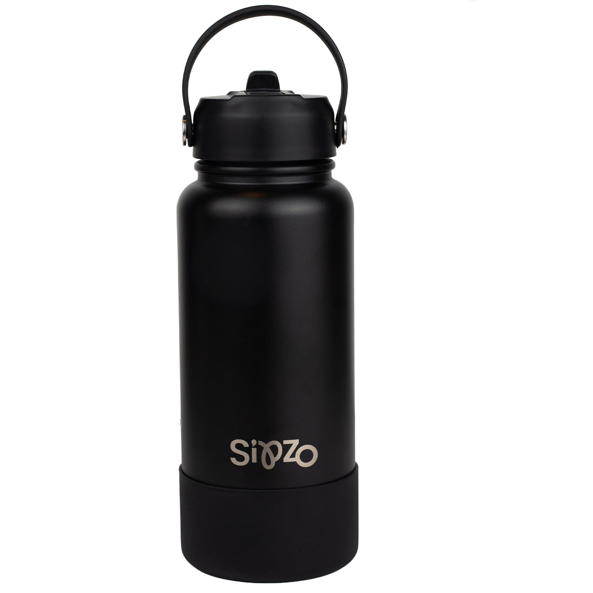 Sipzo Insulated Sport Water Bottle with Flip Straw - Matte Black