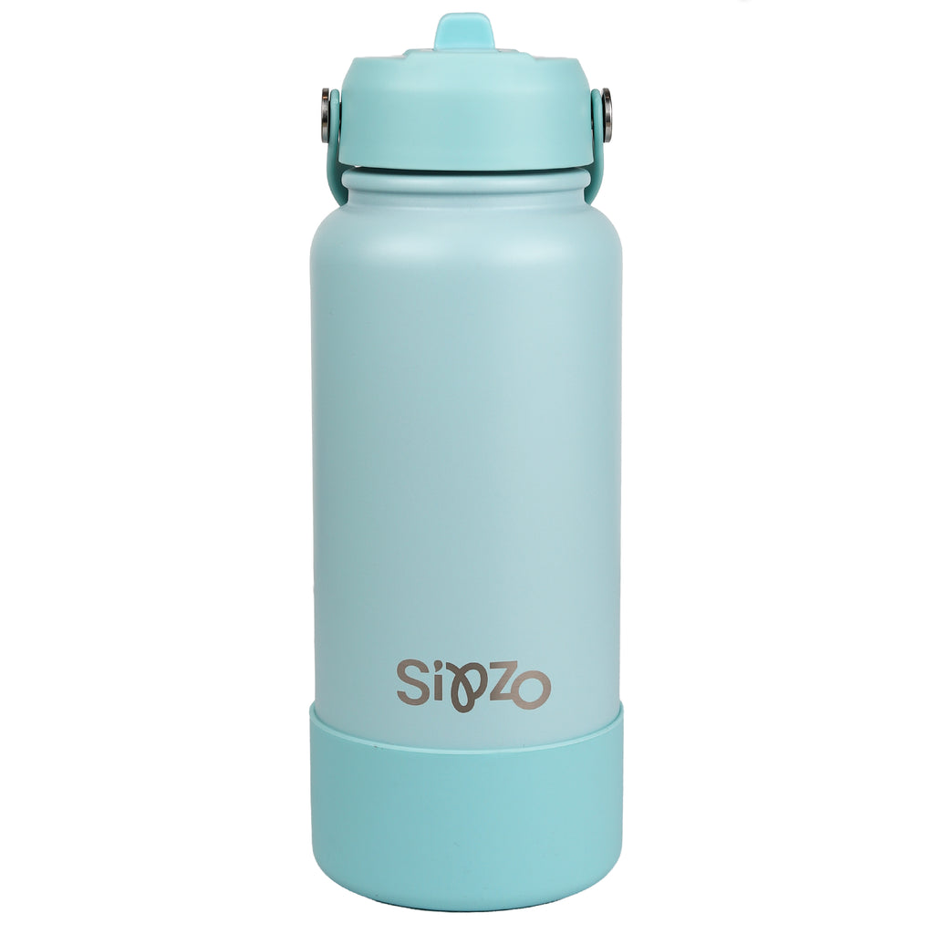 Sipzo Insulated Sport Water Bottle with Flip Straw - Light Blue