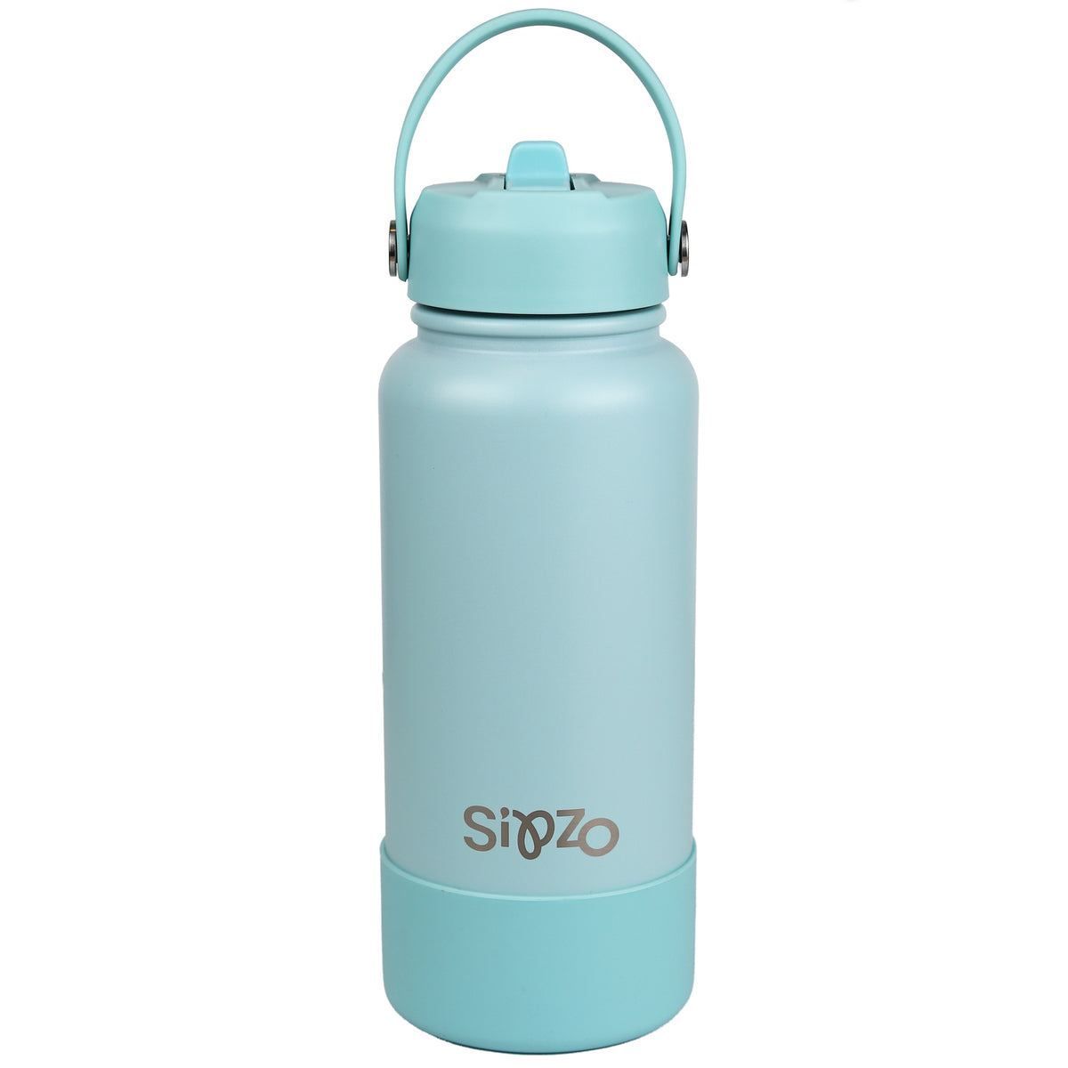 Sipzo Insulated Sport Water Bottle with Flip Straw - Light Blue