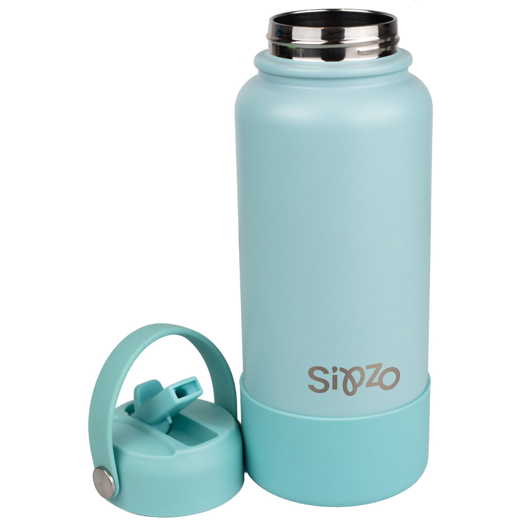 Sipzo Insulated Sport Water Bottle with Flip Straw - Light Blue