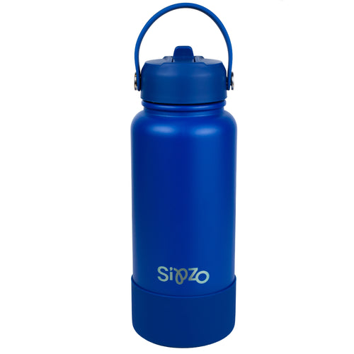 Sipzo Insulated Sport Water Bottle with Flip Straw - Royal Blue