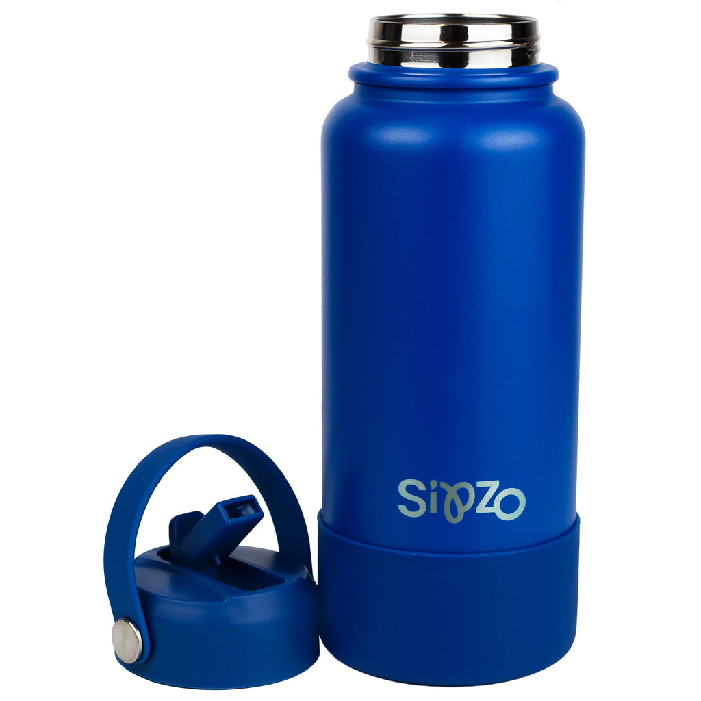 Sipzo Insulated Sport Water Bottle with Flip Straw - Royal Blue