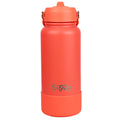 Sipzo Insulated Sport Water Bottle with Flip Straw - Coral Orange