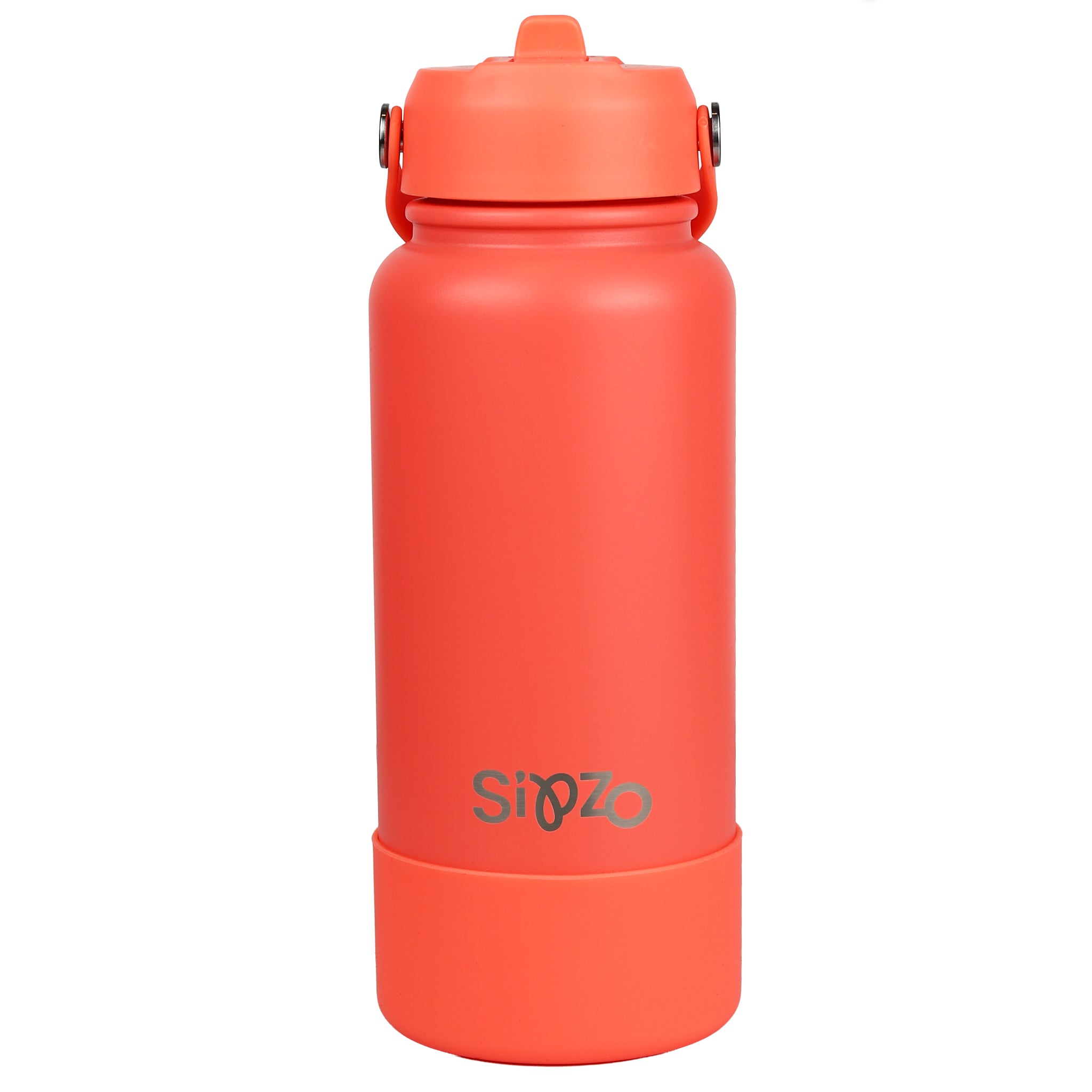 Sipzo Insulated Sport Water Bottle with Flip Straw - Coral Orange