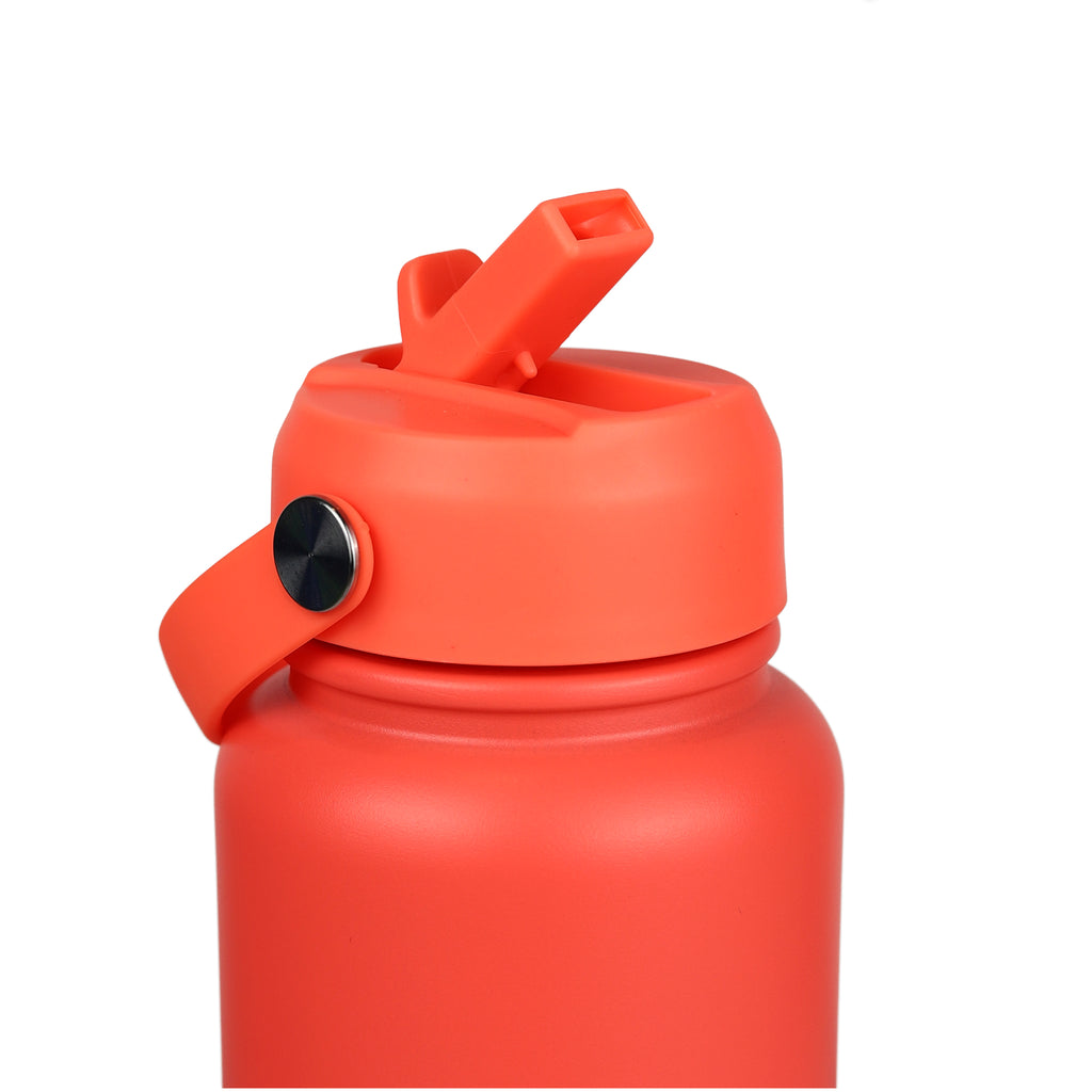 Sipzo Insulated Sport Water Bottle with Flip Straw - Coral Orange