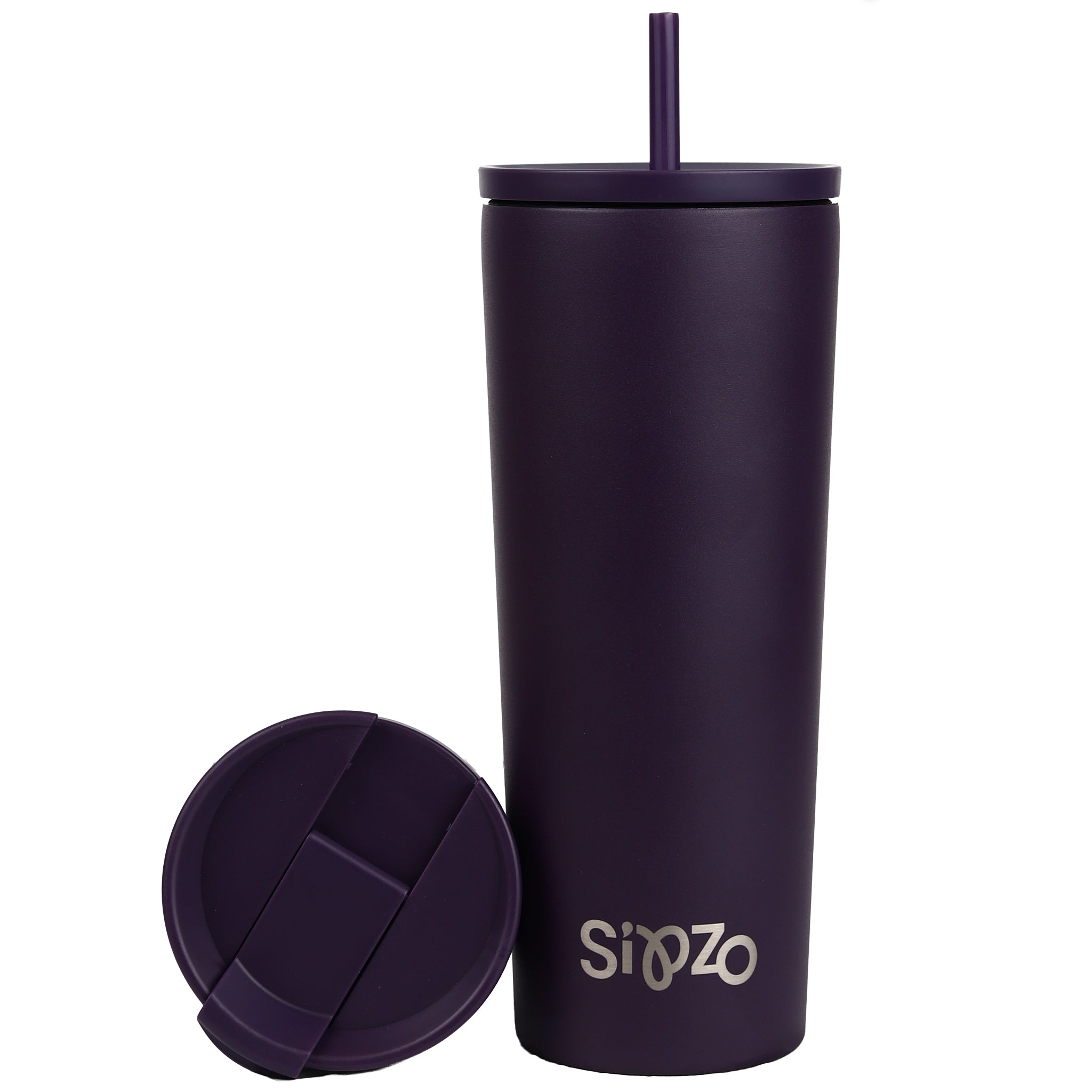 Sipzo Leakproof Double-Wall Insulated Mug with Straw – Purple