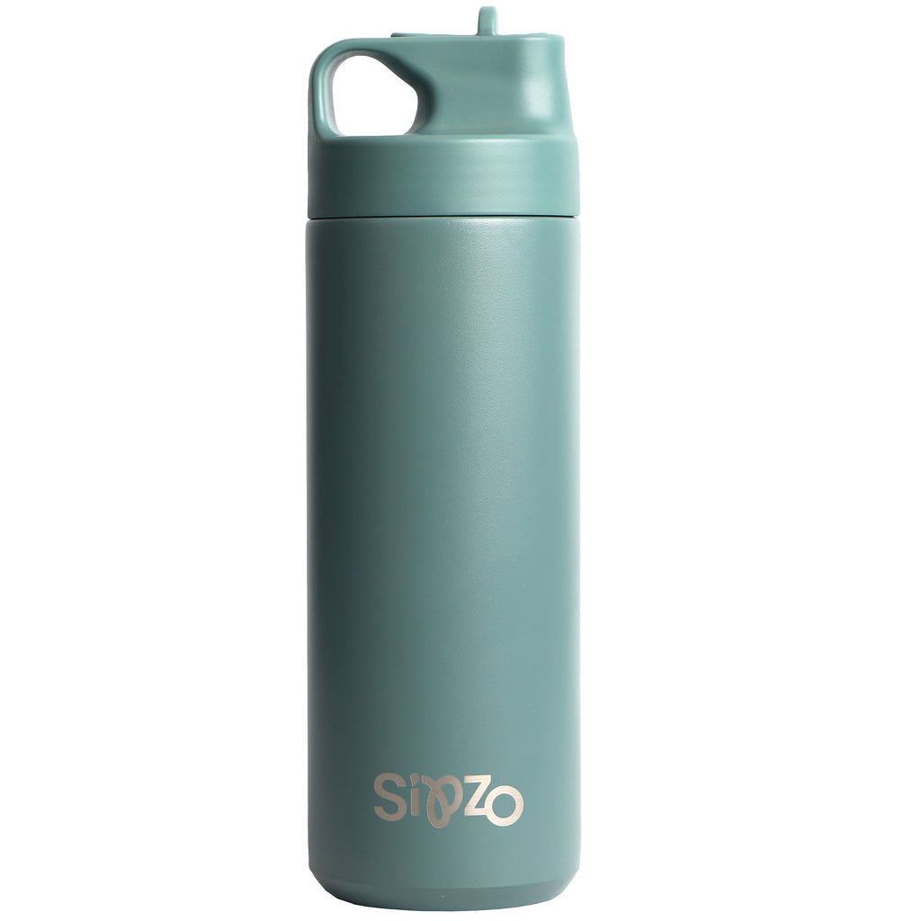 Sipzo Insulated Stainless Steel Water Bottle with Straw Lid – Sage Green