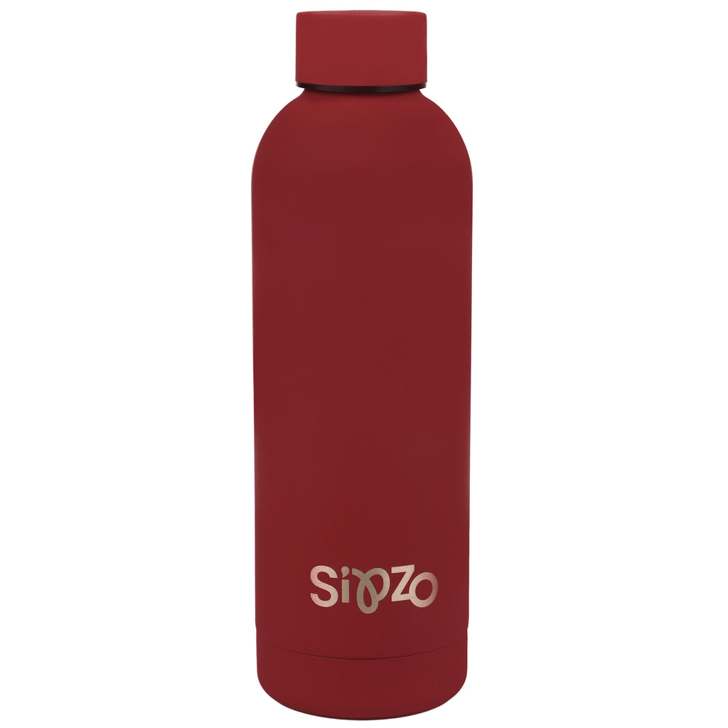 Sipzo Insulated Water Bottle with Carry Handle – Burgundy Red