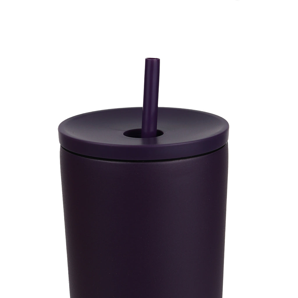 Sipzo Leakproof Double-Wall Insulated Mug with Straw – Purple