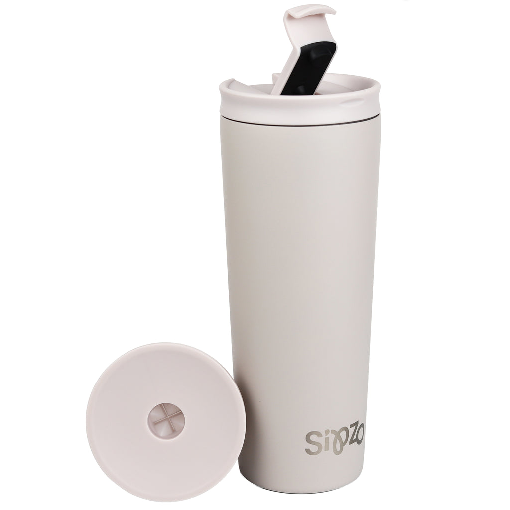 Sipzo Leakproof Double-Wall Insulated Mug with Straw – Light Grey