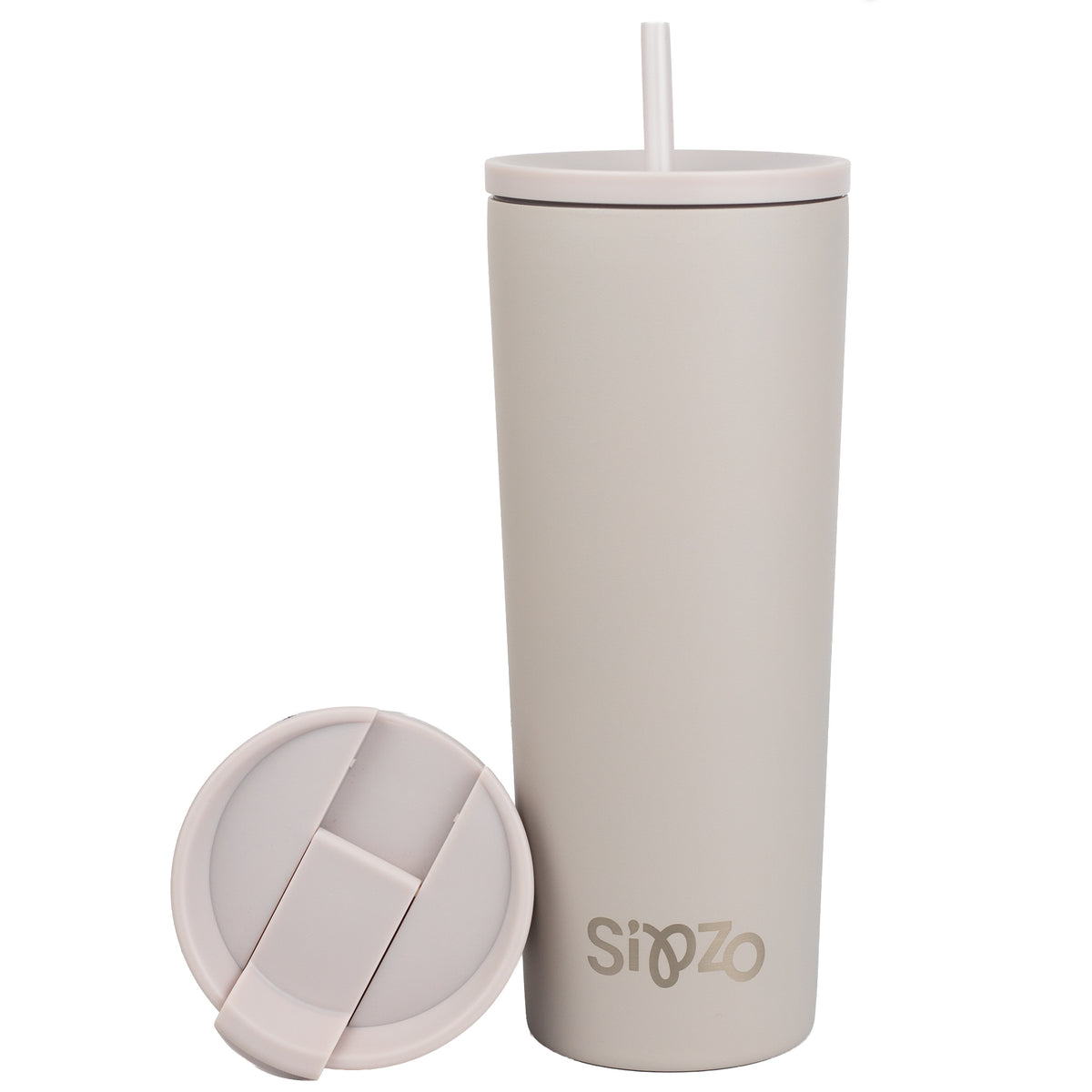 Sipzo Leakproof Double-Wall Insulated Mug with Straw – Light Grey
