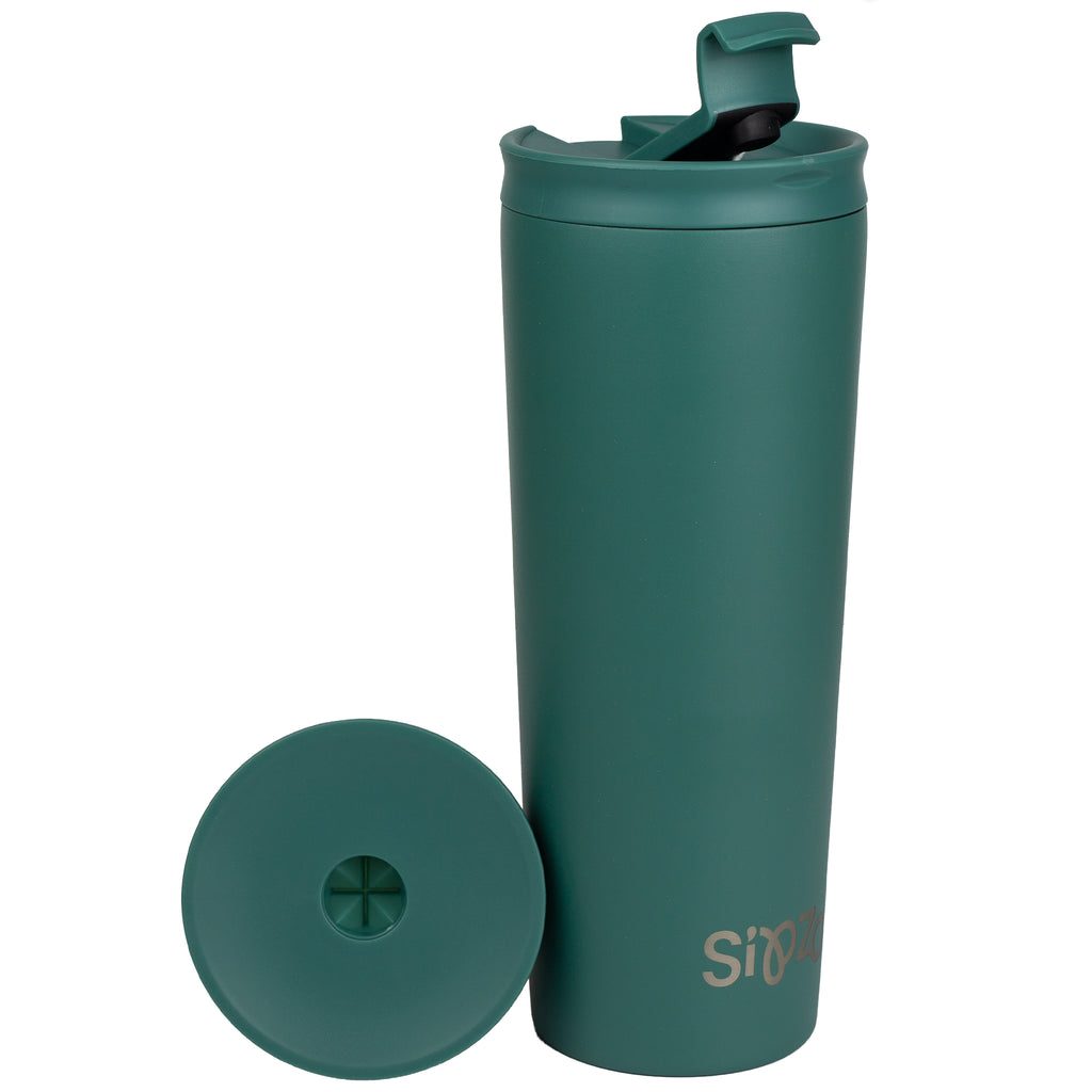 Sipzo Leakproof Double-Wall Insulated Mug with Straw - Matte Green