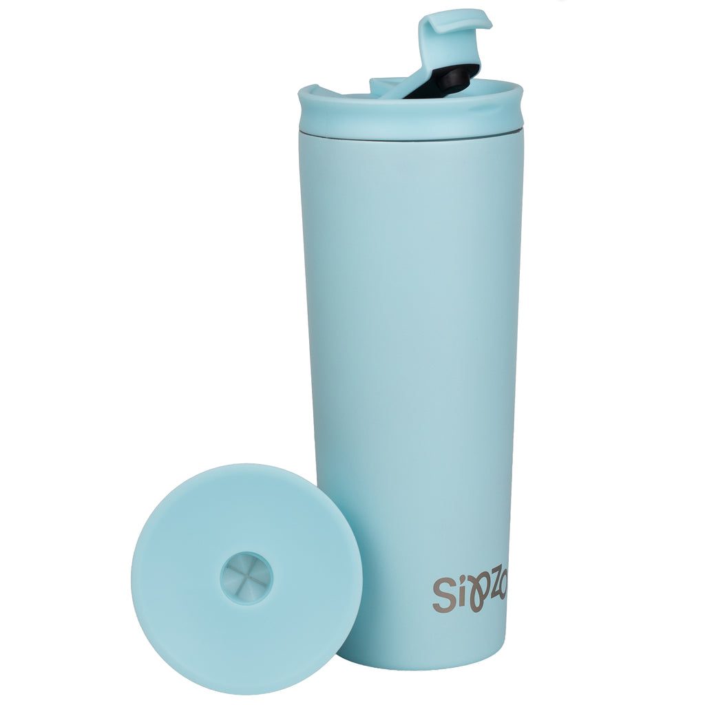 Sipzo Leakproof Double-Wall Insulated Mug with Straw – Light Blue