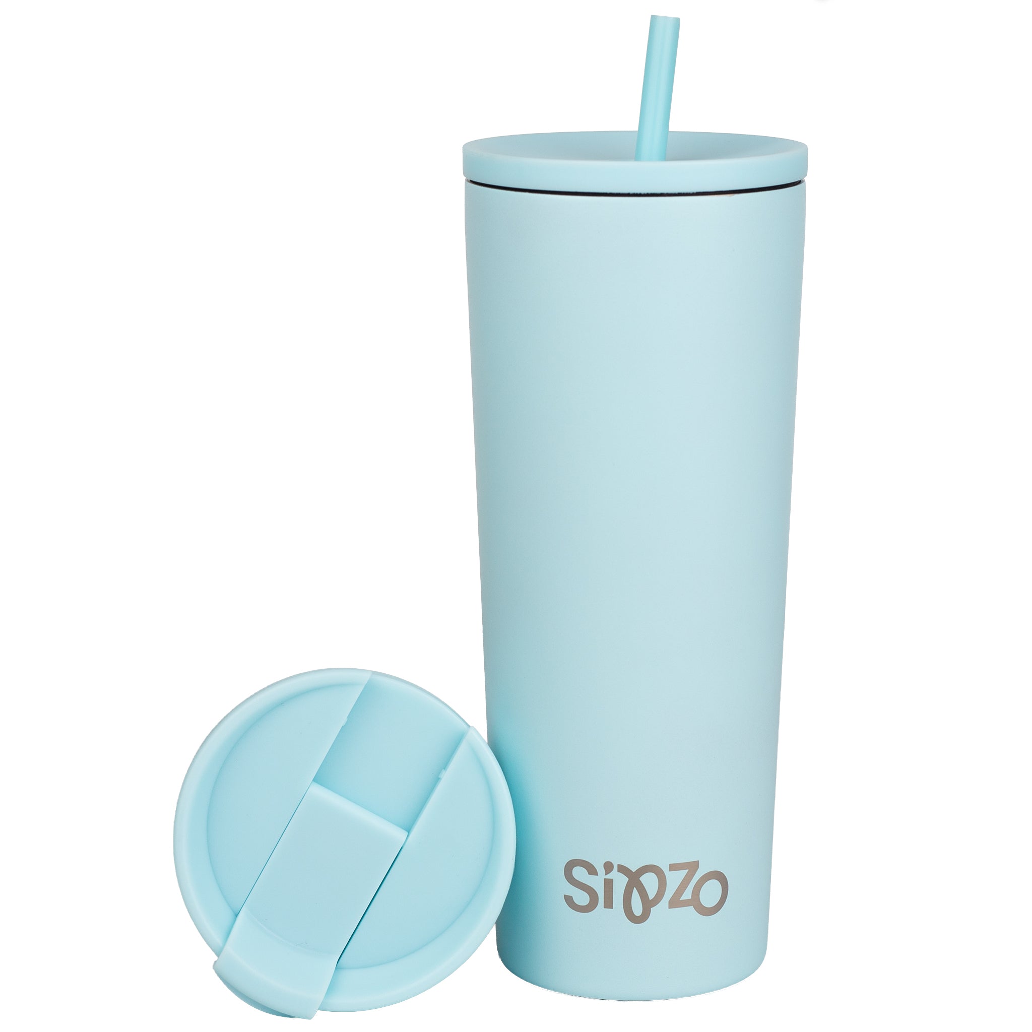 Sipzo Leakproof Double-Wall Insulated Mug with Straw – Light Blue