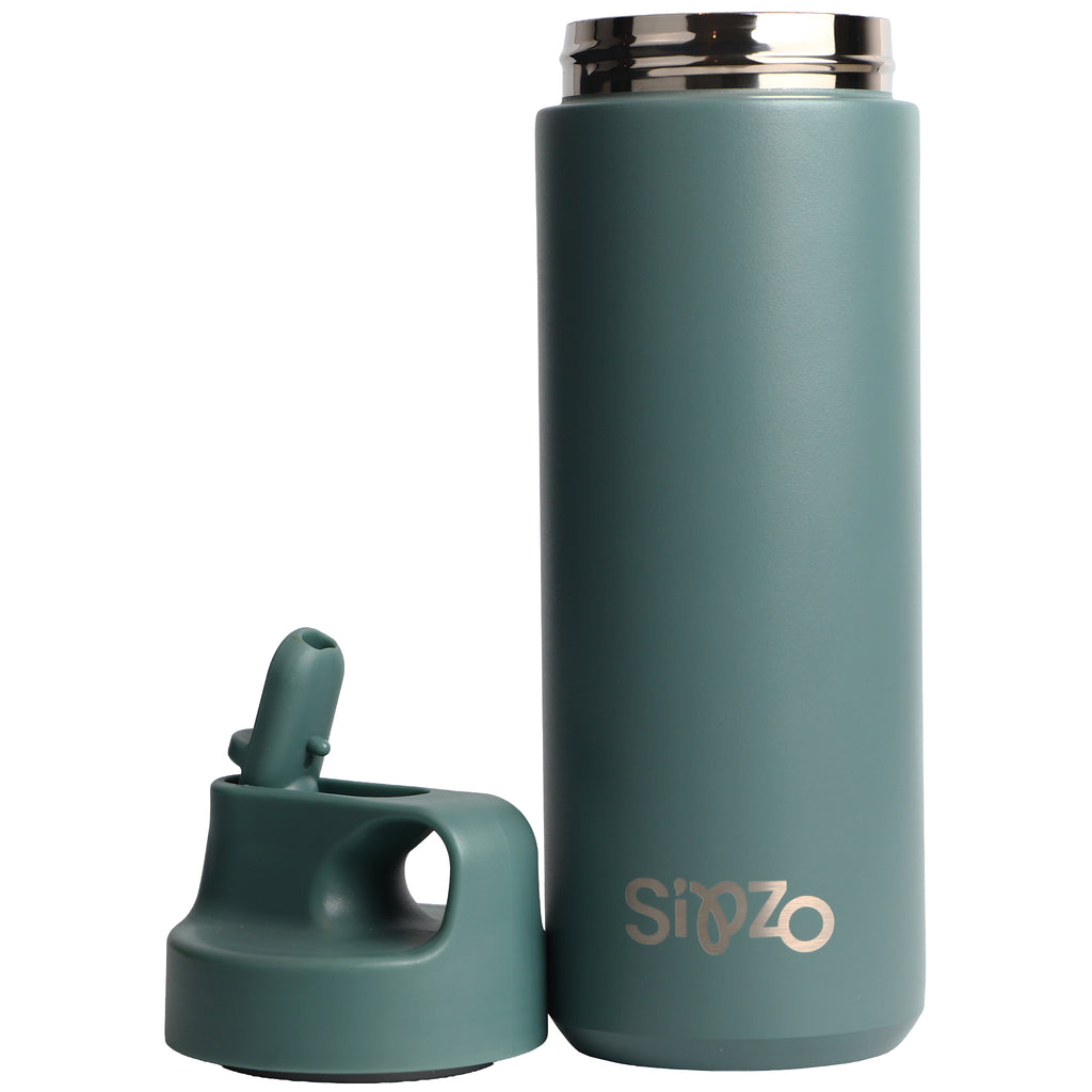 Sipzo Insulated Stainless Steel Water Bottle with Straw Lid – Sage Green