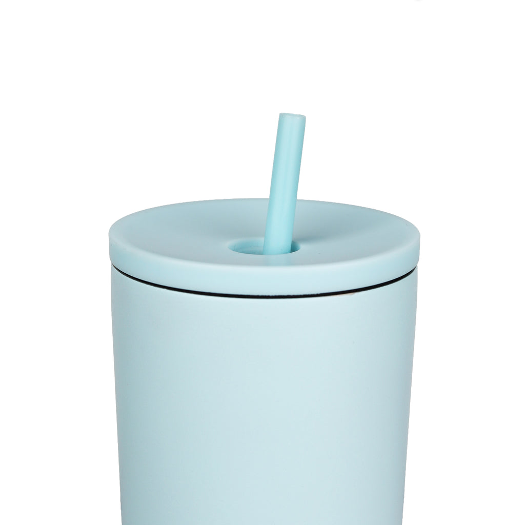 Sipzo Leakproof Double-Wall Insulated Mug with Straw – Light Blue
