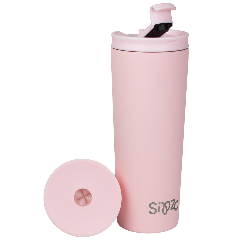 Sipzo Leakproof Double-Wall Insulated Mug with Straw - Pink