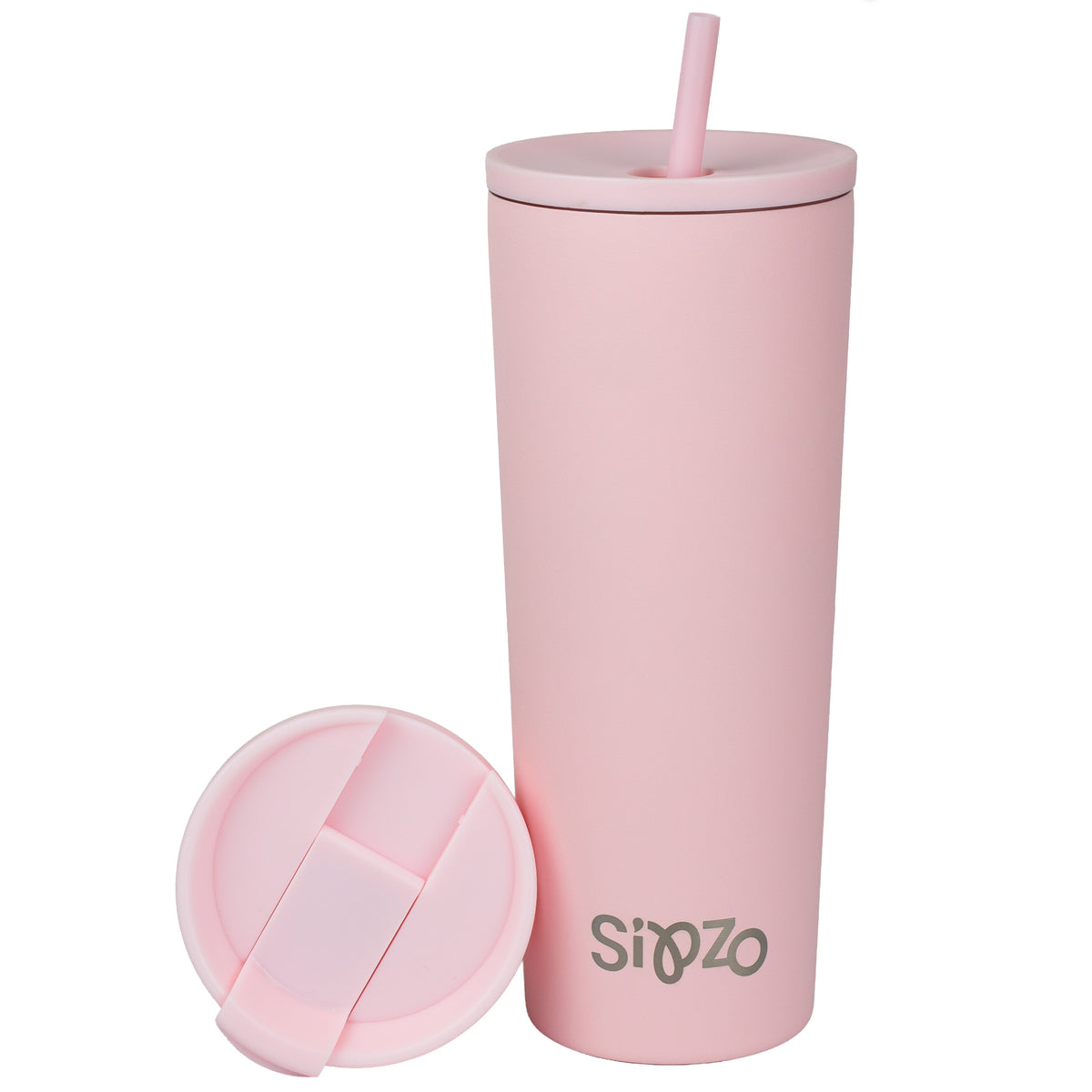 Sipzo Leakproof Double-Wall Insulated Mug with Straw - Pink