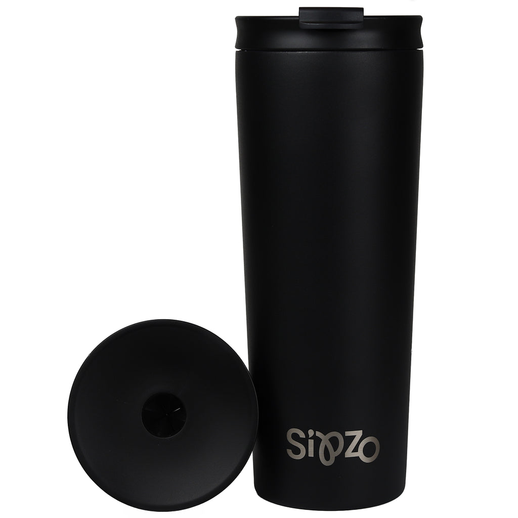 Sipzo Leakproof Double-Wall Insulated Mug with Straw - Black