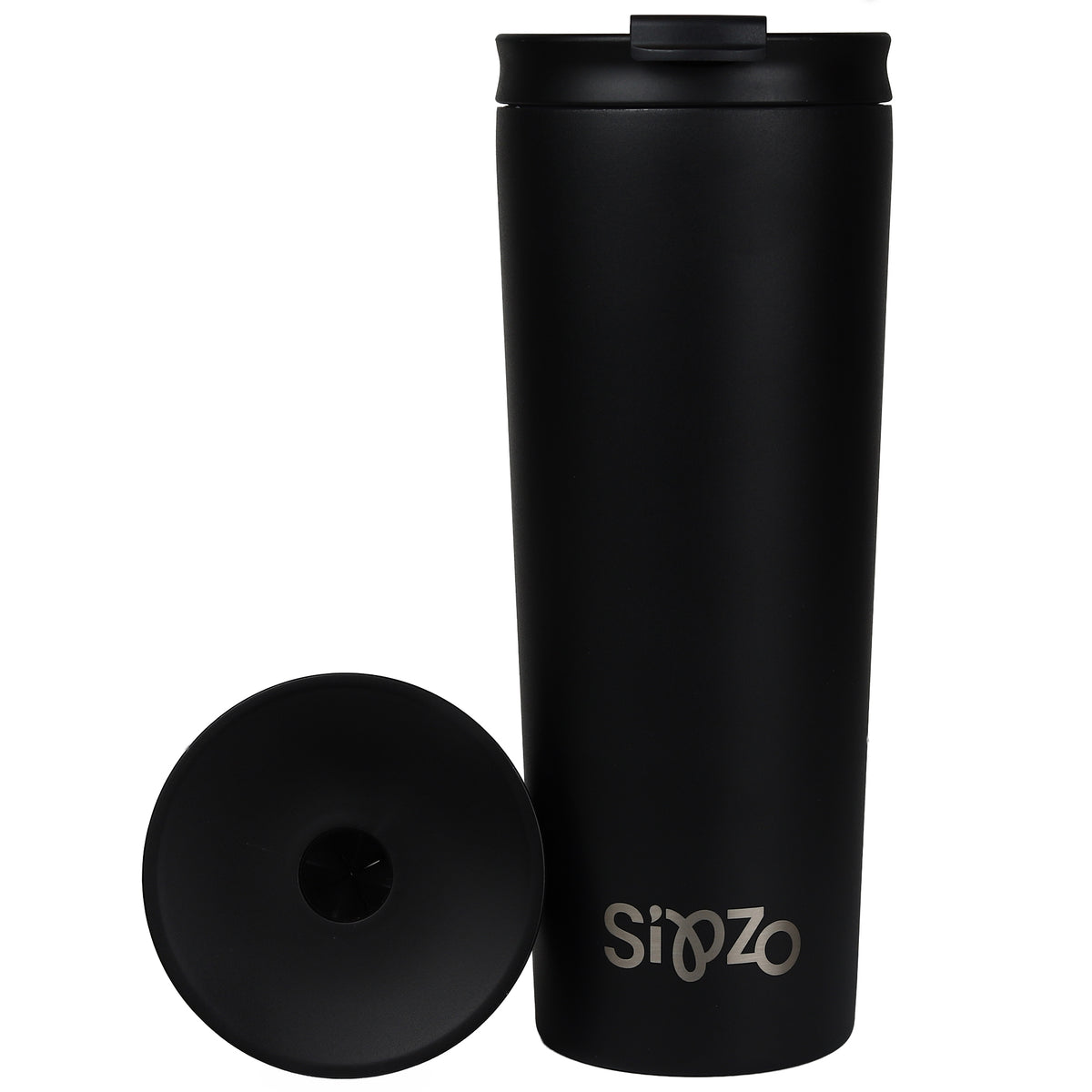 Sipzo Leakproof Double-Wall Insulated Mug with Straw - Black