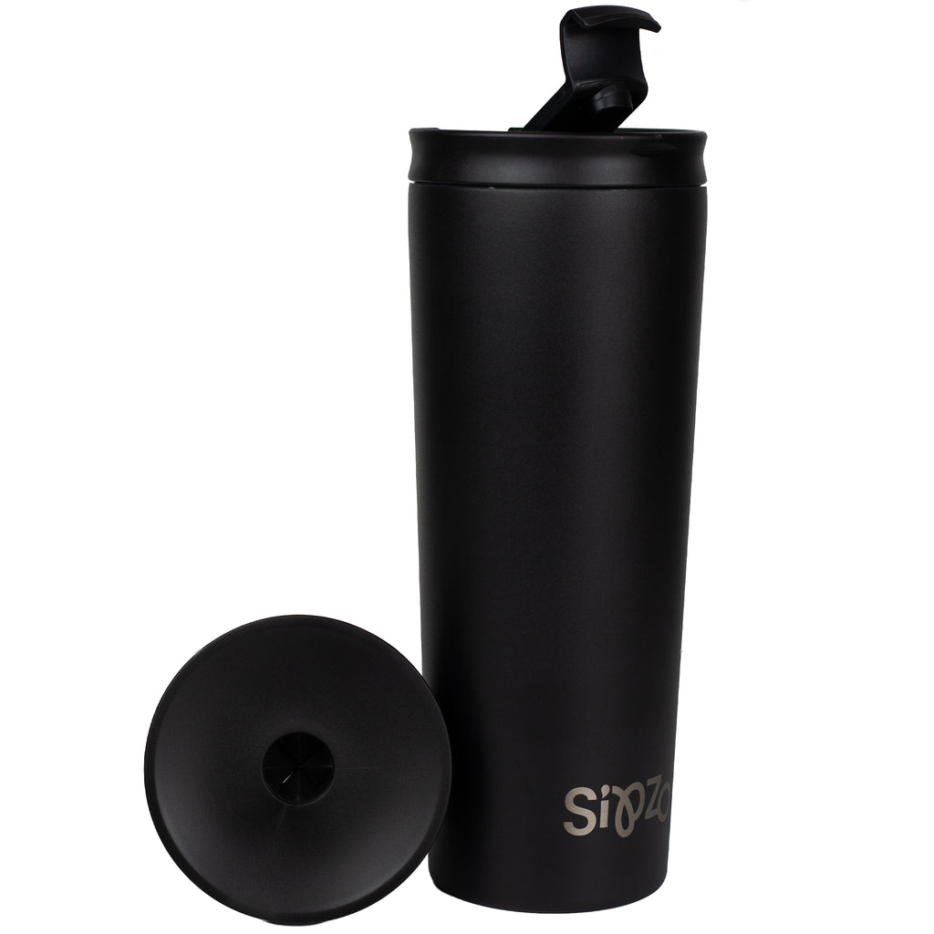 Sipzo Leakproof Double-Wall Insulated Mug with Straw - Black