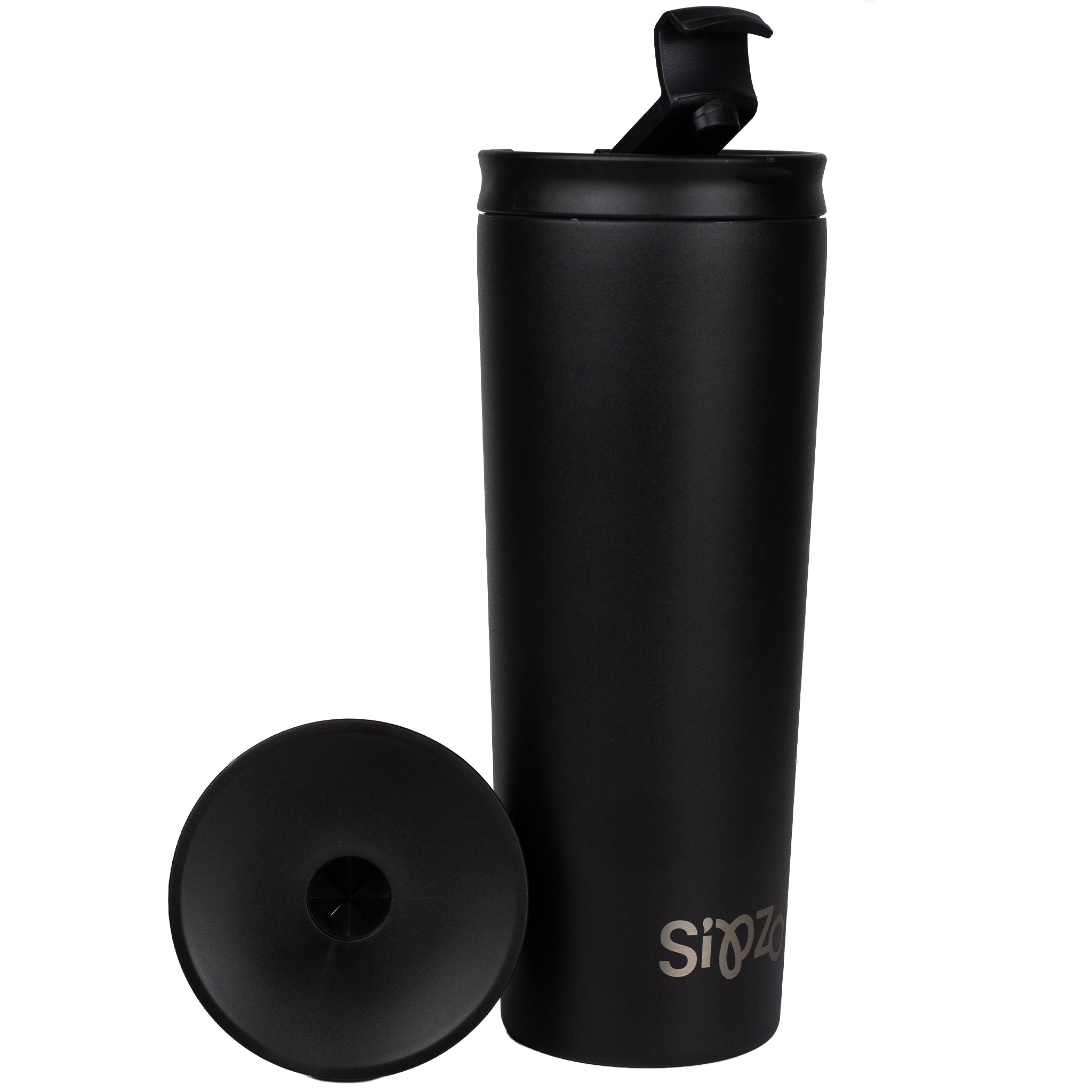 Sipzo Leakproof Double-Wall Insulated Mug with Straw - Black