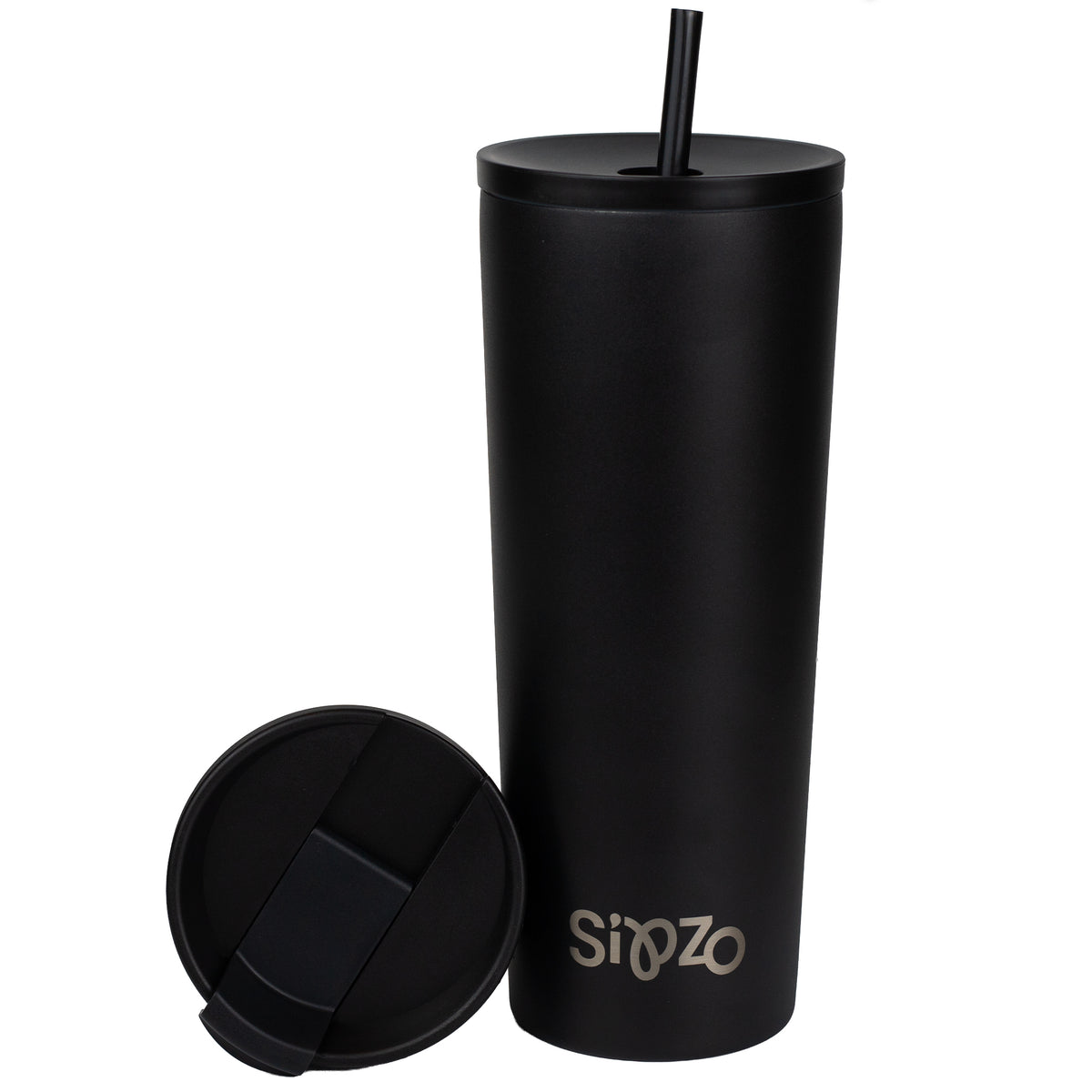 Sipzo Leakproof Double-Wall Insulated Mug with Straw - Black
