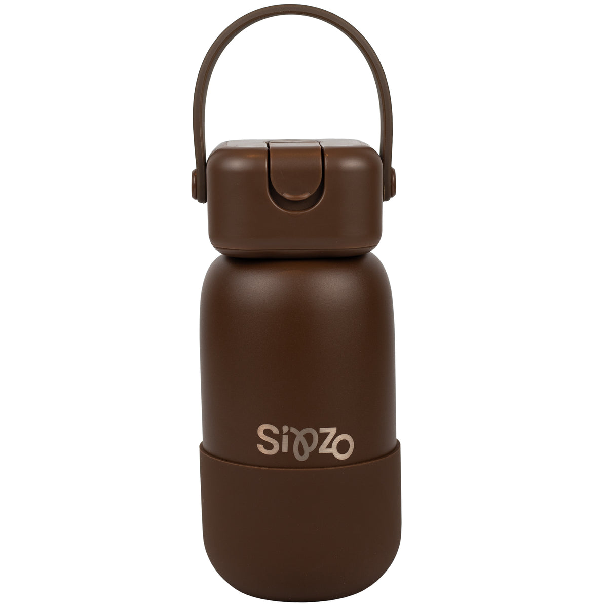 Sipzo Insulated Stainless Steel Water Bottle with Flip-Up Spout & Carry Handle – Chocolate Brown