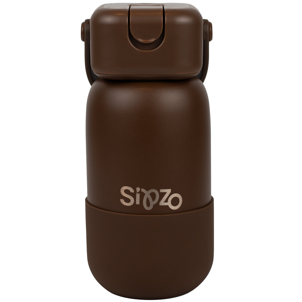 Sipzo Insulated Stainless Steel Water Bottle with Flip-Up Spout & Carry Handle – Chocolate Brown